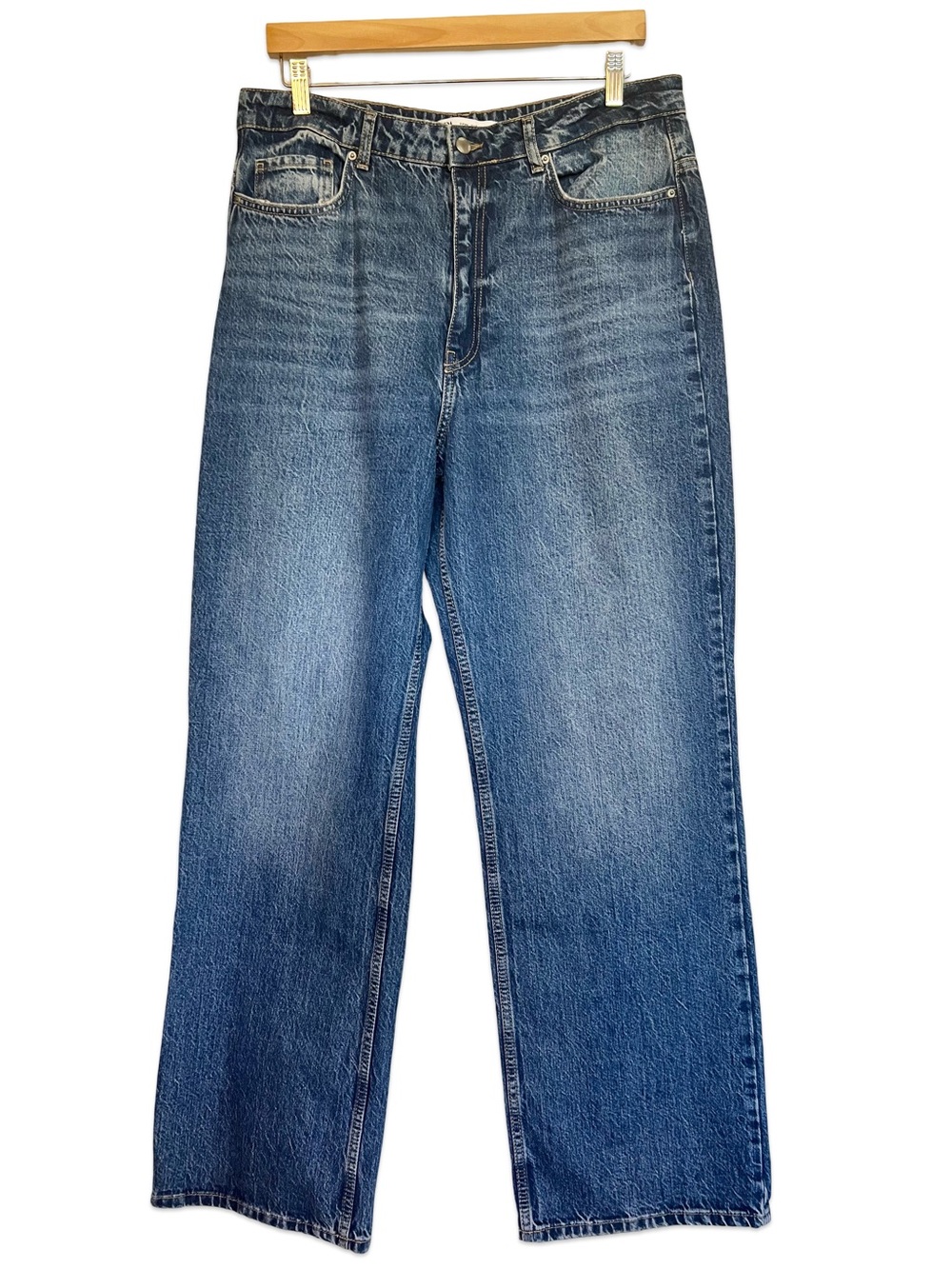 Zara Women’s wide leg jeans Size 12 High rise jean Minimalist Casual Baggy Loose